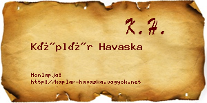 Káplár Havaska névjegykártya